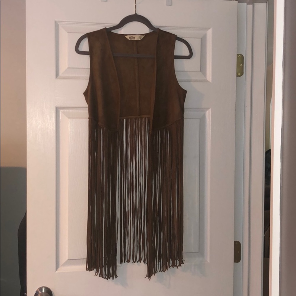 Fo suede long fringe vest  worn only once